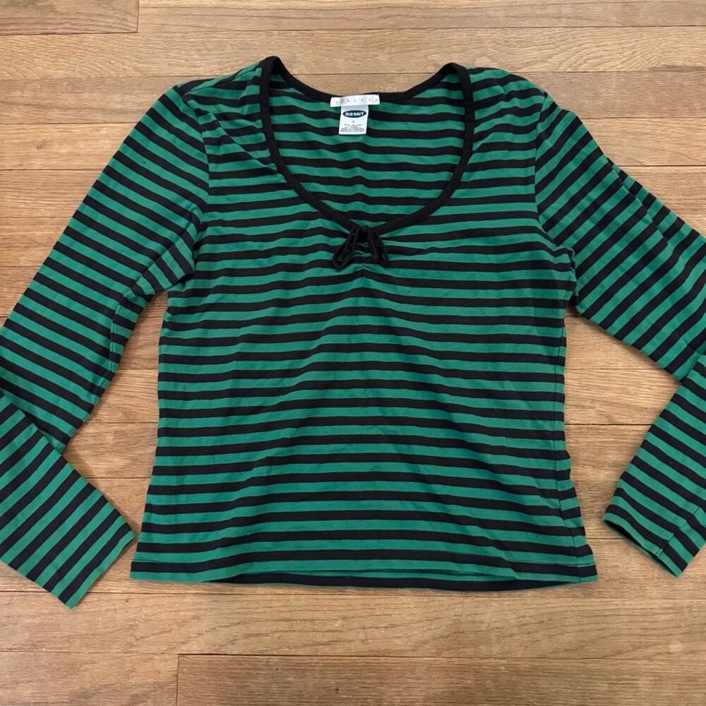 Old Navy striped embellished scoop neck long sleeve shirt top sz large L
b69